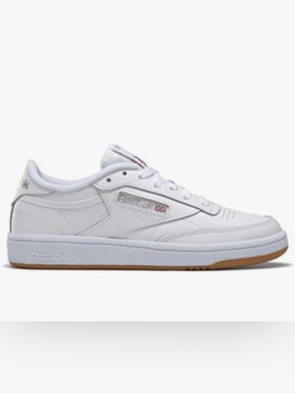 Reebok Women's White Leather Sneakers with Gum Sole